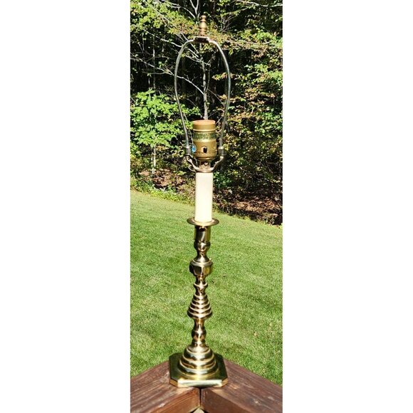 Baldwin Solid Brass Table Lamp Classic Traditional Colonial Candlestick Light 21 - Picture 7 of 10